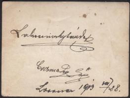 1913 Repülőgép és pilótái Losoncon hangárban, hátoldalt a pilóták aláírásaival: Lahocsinszky, Cserna...