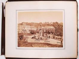 1890-1900 Souvenir de Teplitz. Fotómappa 6db, kartonra ragasztott városképpel (a mappa használtas ál...