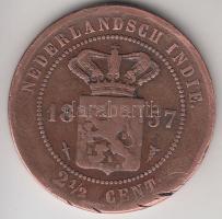 Holland Kelet-India 1857. 2 1/2c Cu T:3 ph.
Netherlands East Indies 1857. 2 1/2 Cents Cu C:F edge er...