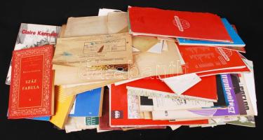 Óriási nyomtatvány és okmány tétel, benne néhány képeslap, és egy két könyv is