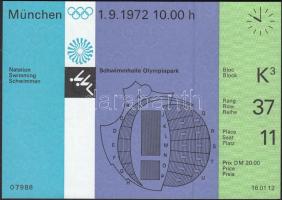1972 München olimpia belépőjegy: úszás / 1972 München olympics ticket: swimming