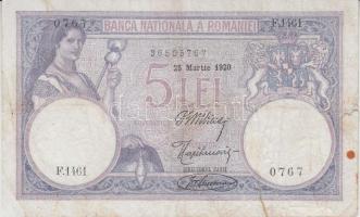 Románia 1920. 5L (2x) T:III
Romania 1920. 5 Lei (2x) C:F