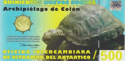 Galapagos-szigetek 2009. 500S (nem forgalmi bankjegy) T:I Galápagos Islands 2009. 500 Sucres (privately issued banknote) C:UNC