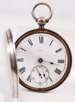 1883 Hátulkulcsos, spindli szerkezetű, ezüst (Ag) zsebóra porcelán számlappal, másodpercmutatóval, l...