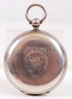 1883 Hátulkulcsos, spindli szerkezetű, ezüst (Ag) zsebóra porcelán számlappal, másodpercmutatóval, l...