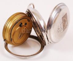 1883 Hátulkulcsos, spindli szerkezetű, ezüst (Ag) zsebóra porcelán számlappal, másodpercmutatóval, l...