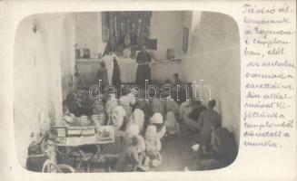 Zejmen távíró állomás a templomban, mise / WWI K.u.k. military, telegraph station in the church, mass ceremony, Zejmen, photo