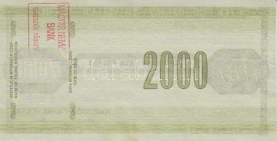 Lengyelország DN 2000Zl urazási csekk MNB felülbélyegzéssel T:II
Poland ND 2000 Zlotych travellers c...