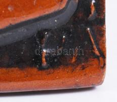 Pázmándi Antal (1943-): Busók. Mázas kerámia falikép, apró máz hibával, jelzett, 16×28 cm