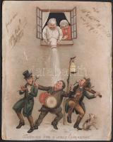 Kétoldalas humoros litho kártya / Litho greeting card