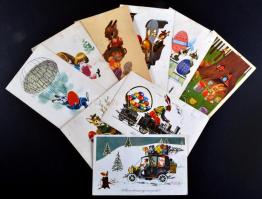 113 db magyar grafikai üdvözlőlap az 60-as évekből / 113 Hungarian art greeting cards from the 1960s
