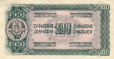 Jugoszlávia 1944. 100D T:I az előző árverésen szereplő darab sorszámkövető bankjegye!!