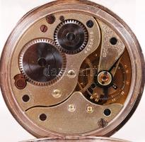 cca 1910 925-ös tisztaságú, porcelán számlapos, másodpercmutatós, ezüst (Ag) zsebóra ezüst (Ag) lánc...