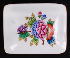 Herendi Viktória mintás dobozka, kézzel festett, jelzett, hibátlan, 10×8 cm