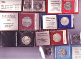 1981-84. 11db (10klf) főleg 100Ft-os emlékpénz, többnyire tokban, tanúsítvánnyal T:BU