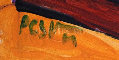 PCSM jelzéssel: Játszó gyerek. Vegyes technika, karton, 50×35 cm