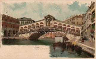 Venice, Venezia; Ponte di Rialto litho, s: Prosdocimi