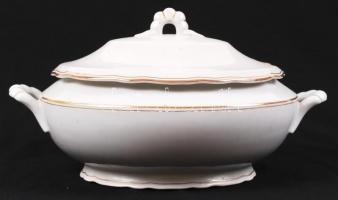 Zsolnay étkészlet, jelzett, kopott aranyozással, kisebb lepattanásokkal, repedésekkel, összesen:23 d...