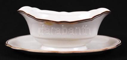 Zsolnay étkészlet, jelzett, kopott aranyozással, kisebb lepattanásokkal, repedésekkel, összesen:23 d...