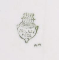 Zsolnay étkészlet, jelzett, kopott aranyozással, kisebb lepattanásokkal, repedésekkel, összesen:23 d...