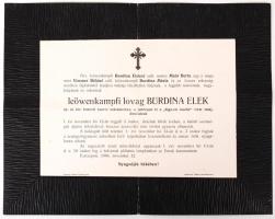1906 Leöwenkampfi lovag Burida Elek ny. m. kir. honvéd huszár százados gyászjelentése