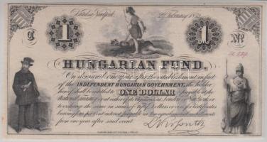 1852. 1$ C Kossuth bankó piros kézi sorszámozással T:I Hungary 1852. 1 Dollar C with red serial number C:UNC Adamo G117/1b.