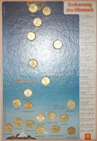 1970-es évek eleje dekoratív "Shell" Br zseton sor, 20 klf db "A világűr meghódítása" német nyelvű leírással T:2