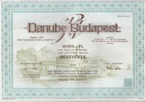 Budapest 1990. "Danube Budapest" részvénye 10.000Ft-ról (2x) sorszámkövető T:II