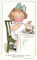 'If I don't spill a drop may I have a piece of candy?' girl, Reinthal & Newman s: G. Drayton