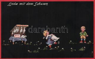 'Leda mit dem Schwan' 'Primus Postkarte, Jugendstreiche, Wolhlgemuth & Lissner'