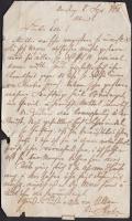 1868 Emich Gusztávné saját kézzel írt levele