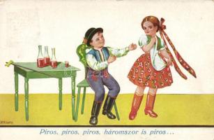 'Piros, piros, piros, háromszor is piros' Hungarian folklore s: Bernáth (small tear)