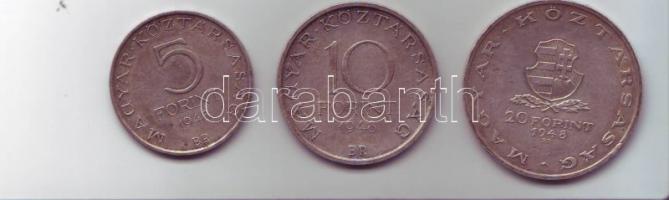 1948. "Petőfi, Széchenyi, Táncsics" sor Ag 5Ft, 10Ft, 20Ft T:2