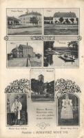 Moravská Nová Ves posta, skola, fara, mlyn, prívoz, kostel / post office, school, parsonage, mill, ferry, chapel, folklore, floral (EK)