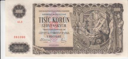 Szlovákia 1940. 1000K (2x) sorszámkövető T:II
Slovakia 1940. 1000 Korun (2x) seqeuntial serials C:XF