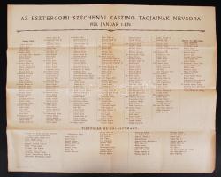 1930 Az esztergomi Szécheni Kaszinó tagjainak névsora 1930. jan. 1-én