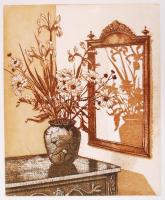 Gaál Domonkos (1940-2009): Tükröződés. Rézkarc, papír, jelzés nélkül, 30×25 cm