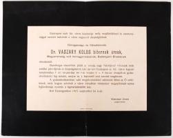 1915 Vaszary Kolos bíbornok, volt hercegprímás, esztergomi érsek gyászjelentése