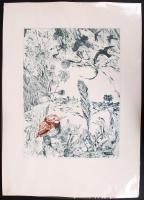 Tuka László (1924-2007): Madár. Rézkarc, papír, jelzés nélkül, 41×27 cm