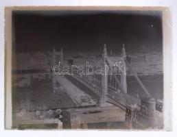 cca 1900 Budapest Erzsébet híd üvegnegatív 12x9 cm
