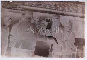 cca 1916 4 db katonai üvegnegatív I. r 25. ezred életéből. Rajta tábornokok is. / 4 military glass-negatíves from the  I/25. reg. with generals 16x11 cm