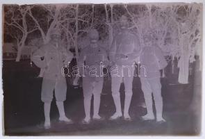 cca 1916 4 db katonai üvegnegatív I. r 25. ezred életéből. Rajta tábornokok is. / 4 military glass-n...