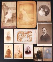 cca 1880-1910 12 db keményhátú fotó különböző műtermekből különböző méretben / vintage photos
