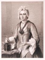 Frau Rath Goethe, acélmetszet, megjelent a Goethe galéria című könyvben, Lipcse 1864, 15×11 cm