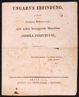 1819 Ungarn's Erfindung, oder Johann Miklovich's sich selbst bewegende Maschine (Mobile perpetuum). Pesth, 1819, gedr. b. Johann Thomas v. Trattner, 2p