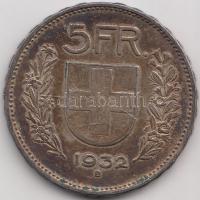 Svájc 1932B 5Fr Ag T:2- Switzerland 1932B 5 Francs Ag C:VF