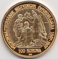 Magyar aranypénzek utánveretben - Ferenc József jubileumi 100 korona aranyozott Agemlékérem (5.5g/0.999) T:PP csak 2009db!