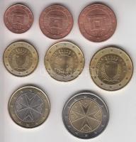 Málta 2008. 1c-2E teljes sor, első sorozat! T:1,2
Malta 2008. 1 Cent - 2 Euro, complete coin set, f...