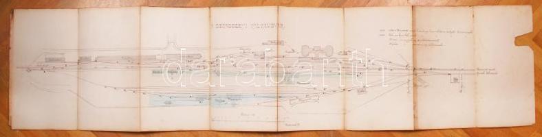 cca 1880 A debreceni pályaudvar vágányrajza 150x34 cm