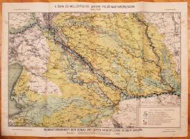 cca 1900 Eena Lanfranconi: A Duna és mellékfolyói ártere Felső-Magyarországon 2 db térkép / Danube and its rivers photolithographic maps 80x60 cm